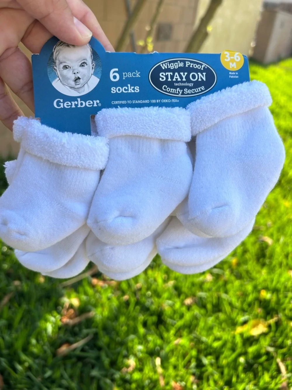 Carter's White Baby Socks Pack with Subtle Green & Gray Stripes